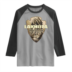 Chief Spotted Elk Lakhota Lakota Sioux Native American Indian Raglan Shirt TS11 Sport Gray Black Print Your Wear