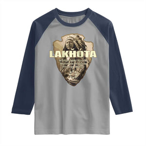 Chief Spotted Elk Lakhota Lakota Sioux Native American Indian Raglan Shirt TS11 Sport Gray Navy Print Your Wear