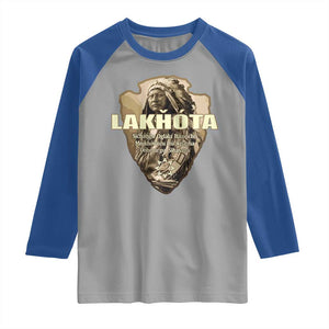 Chief Spotted Elk Lakhota Lakota Sioux Native American Indian Raglan Shirt TS11 Sport Gray Royal Print Your Wear