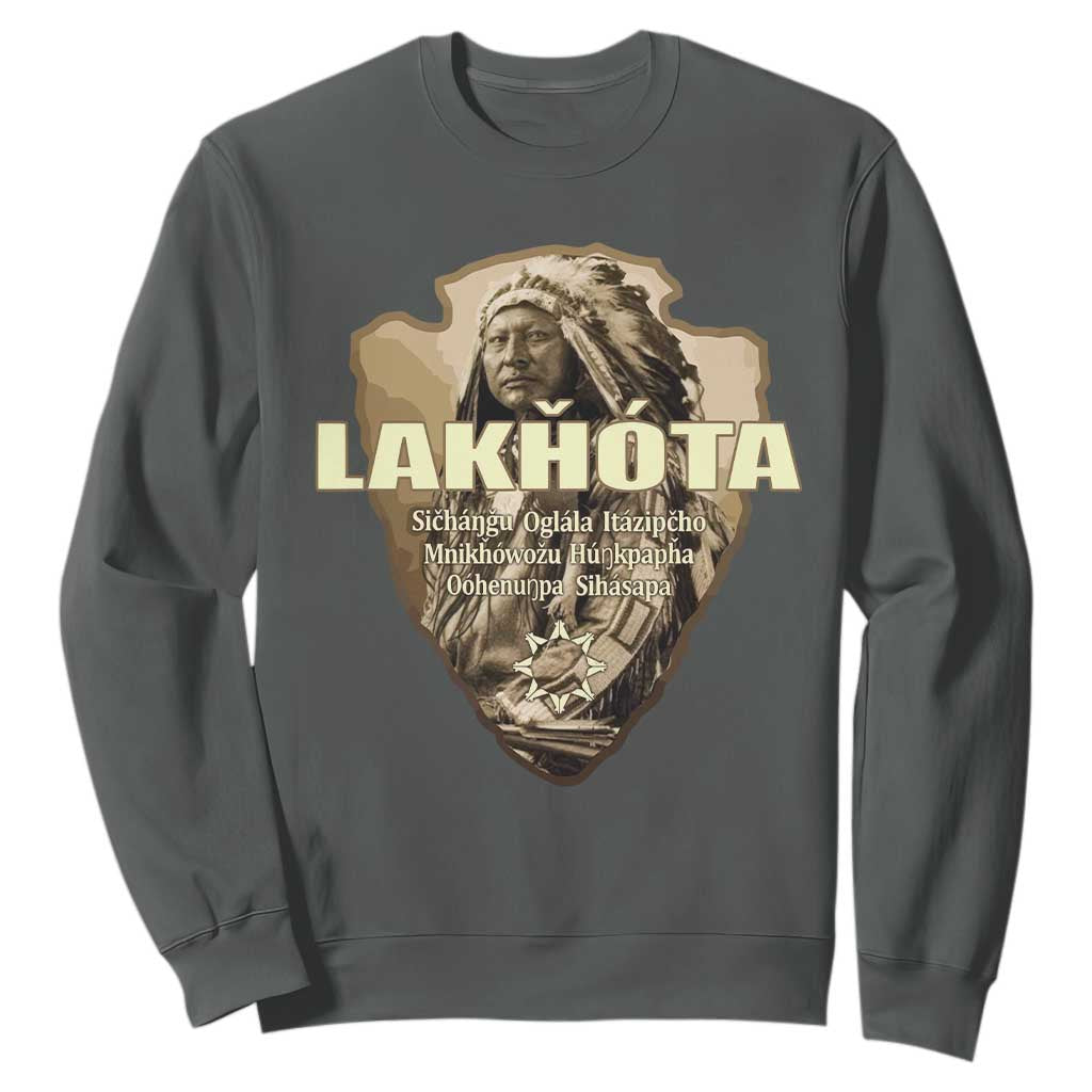 Chief Spotted Elk Lakhota Lakota Sioux Native American Indian Sweatshirt TS11 Dark Heather Print Your Wear