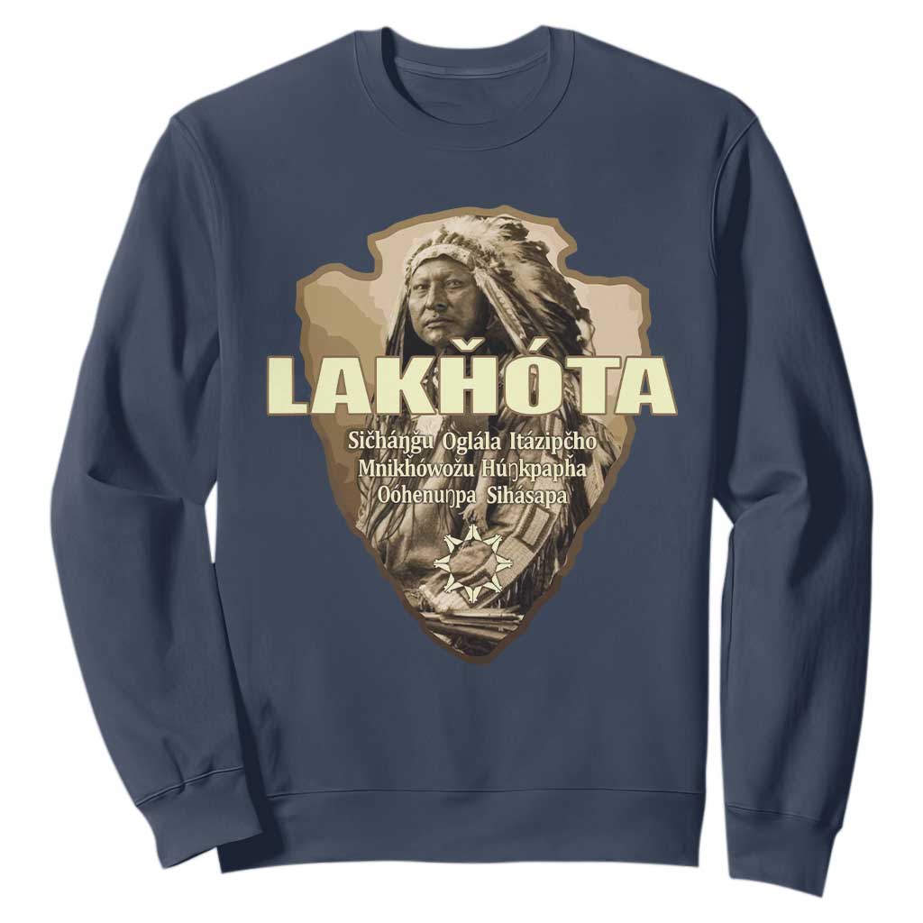 Chief Spotted Elk Lakhota Lakota Sioux Native American Indian Sweatshirt TS11 Navy Print Your Wear