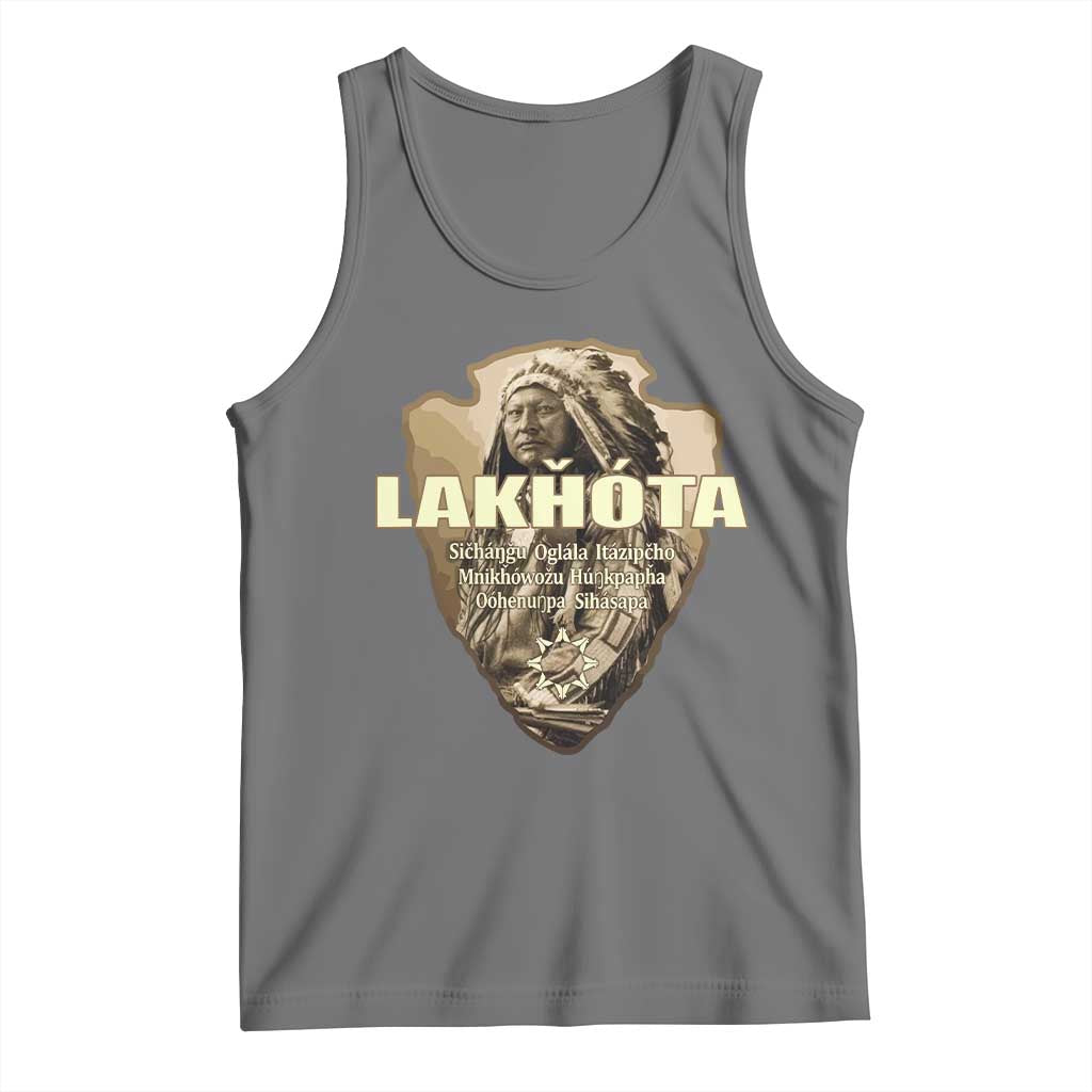 Chief Spotted Elk Lakhota Lakota Sioux Native American Indian Tank Top TS11 Black Heather Print Your Wear