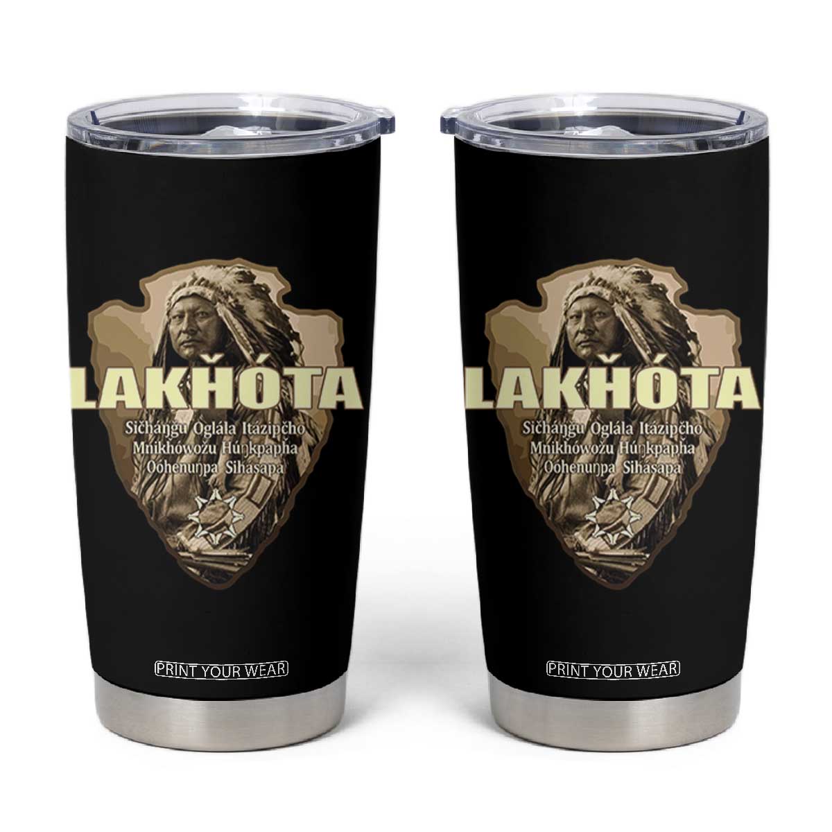 Chief Spotted Elk Lakhota Lakota Sioux Native American Indian Tumbler Cup TS11 Black Print Your Wear