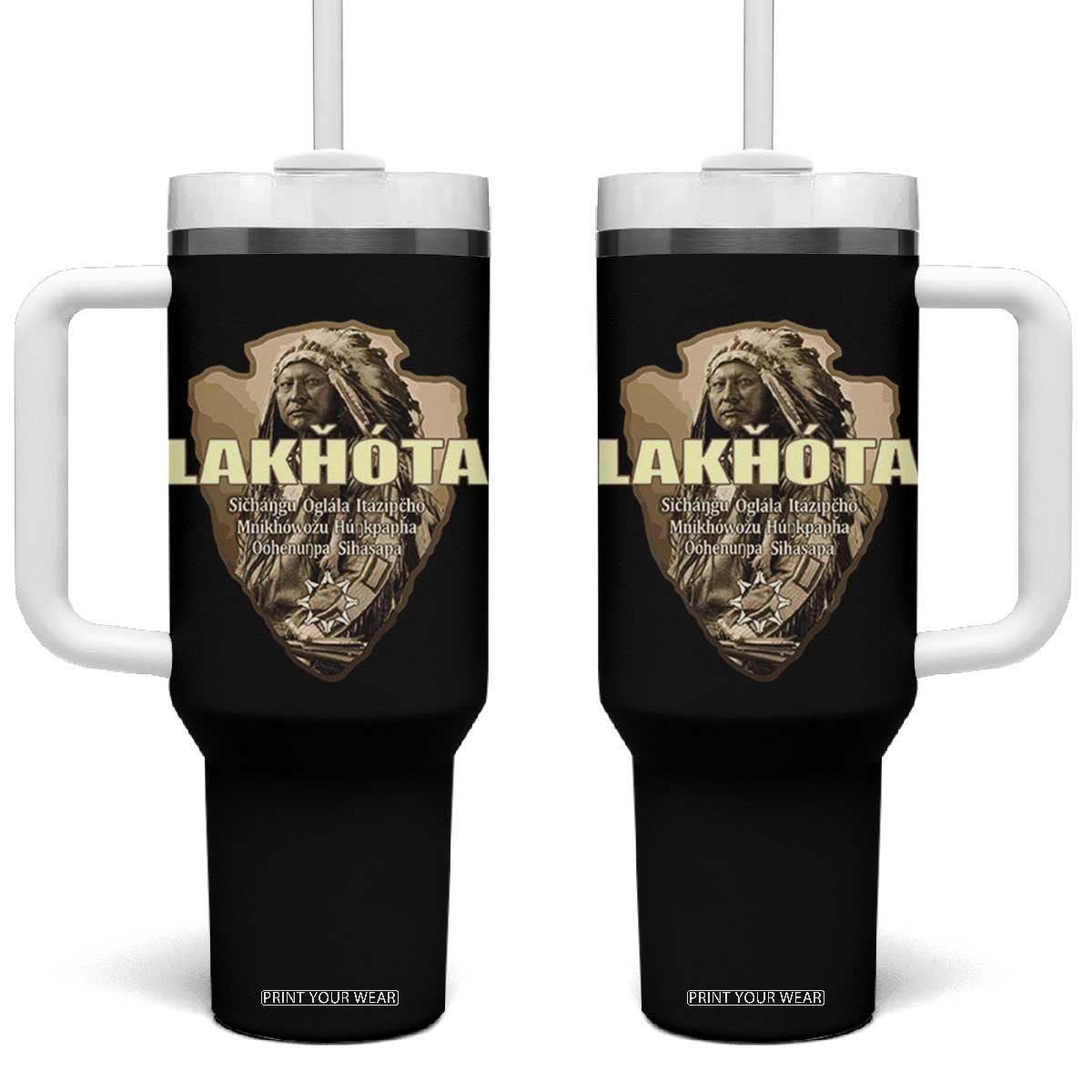 Chief Spotted Elk Lakhota Lakota Sioux Native American Indian Tumbler With Handle TS11 One Size: 40 oz Black Print Your Wear