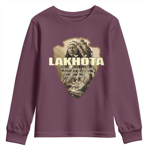 Chief Spotted Elk Lakhota Lakota Sioux Native American Indian Youth Sweatshirt TS11 Maroon Print Your Wear