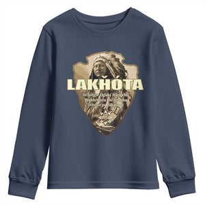 Chief Spotted Elk Lakhota Lakota Sioux Native American Indian Youth Sweatshirt TS11 Navy Print Your Wear