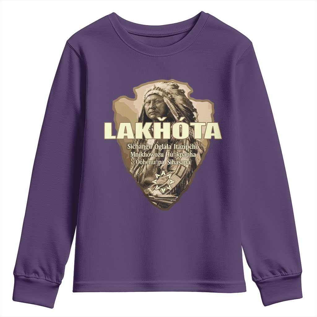 Chief Spotted Elk Lakhota Lakota Sioux Native American Indian Youth Sweatshirt TS11 Purple Print Your Wear