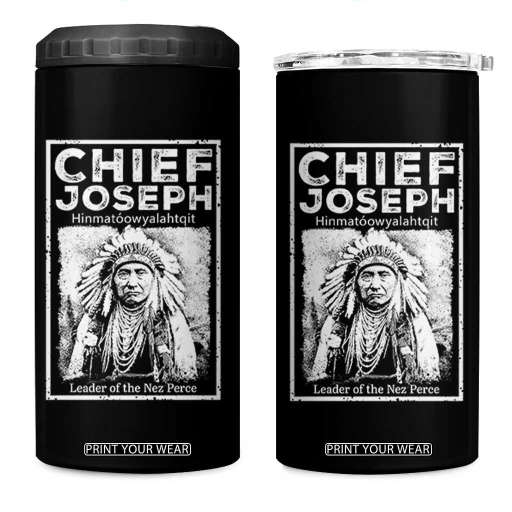 Native American Chief Joseph 4 in 1 Can Cooler Tumbler Leader Of The Nez Perce Indian History TS11 One Size: 16 oz Black Print Your Wear