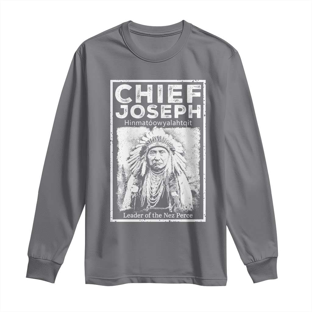Native American Chief Joseph Long Sleeve Shirt Leader Of The Nez Perce Indian History TS11 Charcoal Print Your Wear