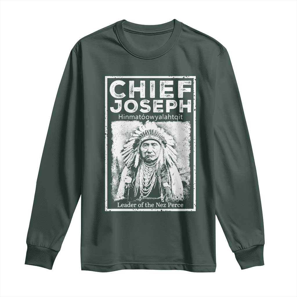 Native American Chief Joseph Long Sleeve Shirt Leader Of The Nez Perce Indian History TS11 Dark Forest Green Print Your Wear