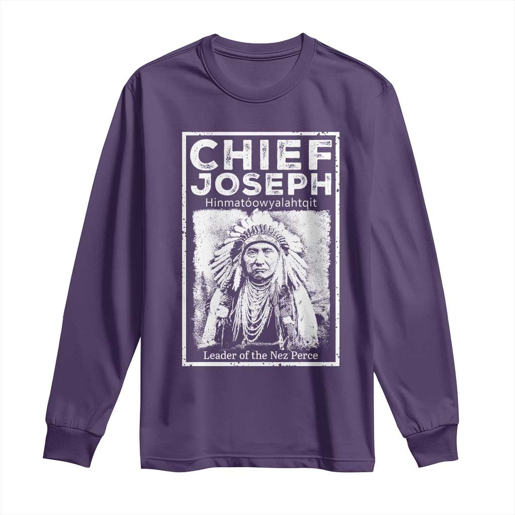 Native American Chief Joseph Long Sleeve Shirt Leader Of The Nez Perce Indian History TS11 Purple Print Your Wear