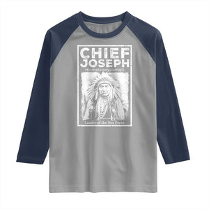 Native American Chief Joseph Raglan Shirt Leader Of The Nez Perce Indian History TS11 Sport Gray Navy Print Your Wear