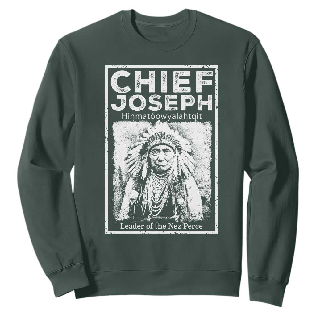 Native American Chief Joseph Sweatshirt Leader Of The Nez Perce Indian History TS11 Dark Forest Green Print Your Wear