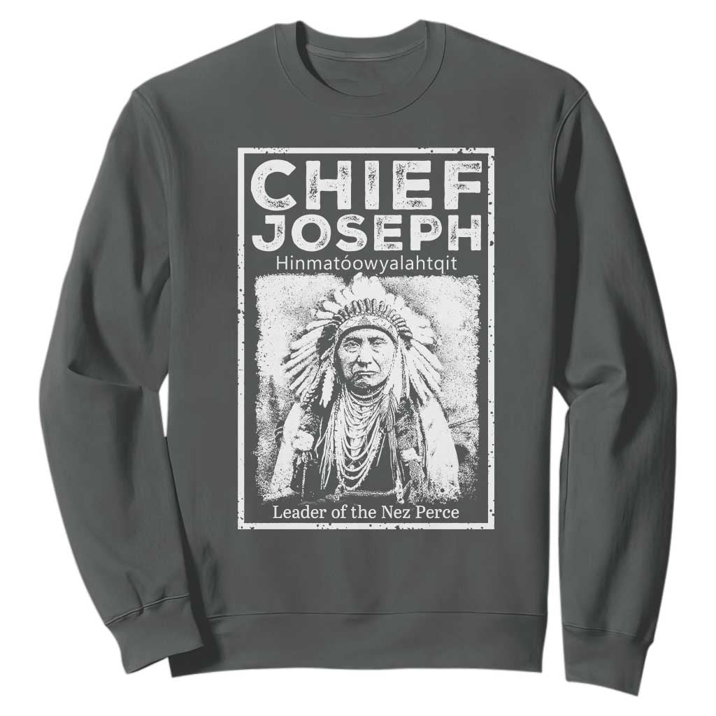 Native American Chief Joseph Sweatshirt Leader Of The Nez Perce Indian History TS11 Dark Heather Print Your Wear
