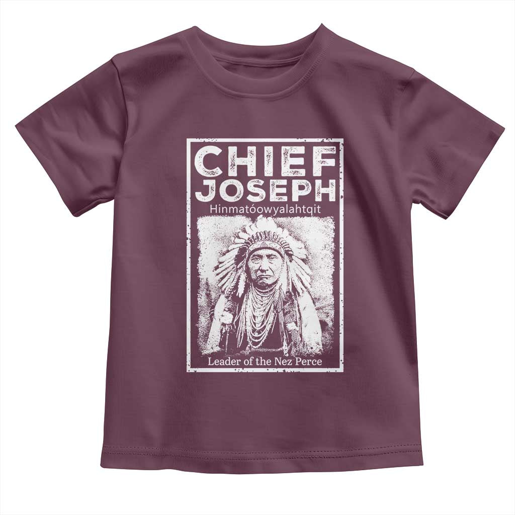 Native American Chief Joseph Toddler T Shirt Leader Of The Nez Perce Indian History TS11 Maroon Print Your Wear