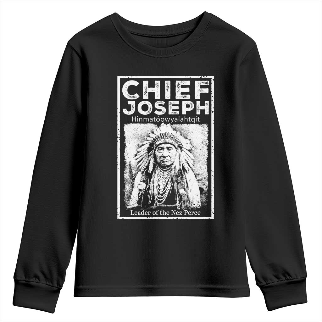 Native American Chief Joseph Youth Sweatshirt Leader Of The Nez Perce Indian History TS11 Black Print Your Wear