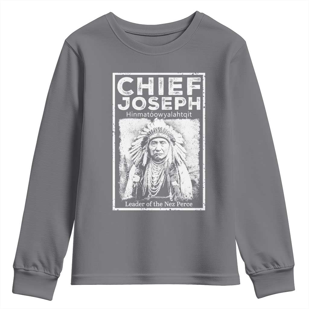 Native American Chief Joseph Youth Sweatshirt Leader Of The Nez Perce Indian History TS11 Charcoal Print Your Wear