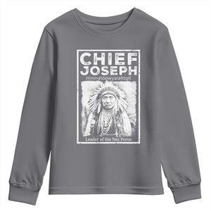 Native American Chief Joseph Youth Sweatshirt Leader Of The Nez Perce Indian History TS11 Charcoal Print Your Wear