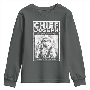 Native American Chief Joseph Youth Sweatshirt Leader Of The Nez Perce Indian History TS11 Dark Heather Print Your Wear