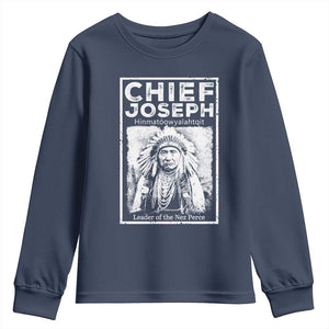 Native American Chief Joseph Youth Sweatshirt Leader Of The Nez Perce Indian History TS11 Navy Print Your Wear