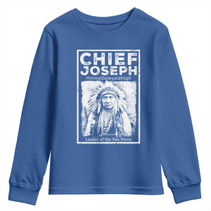 Native American Chief Joseph Youth Sweatshirt Leader Of The Nez Perce Indian History TS11 Royal Blue Print Your Wear