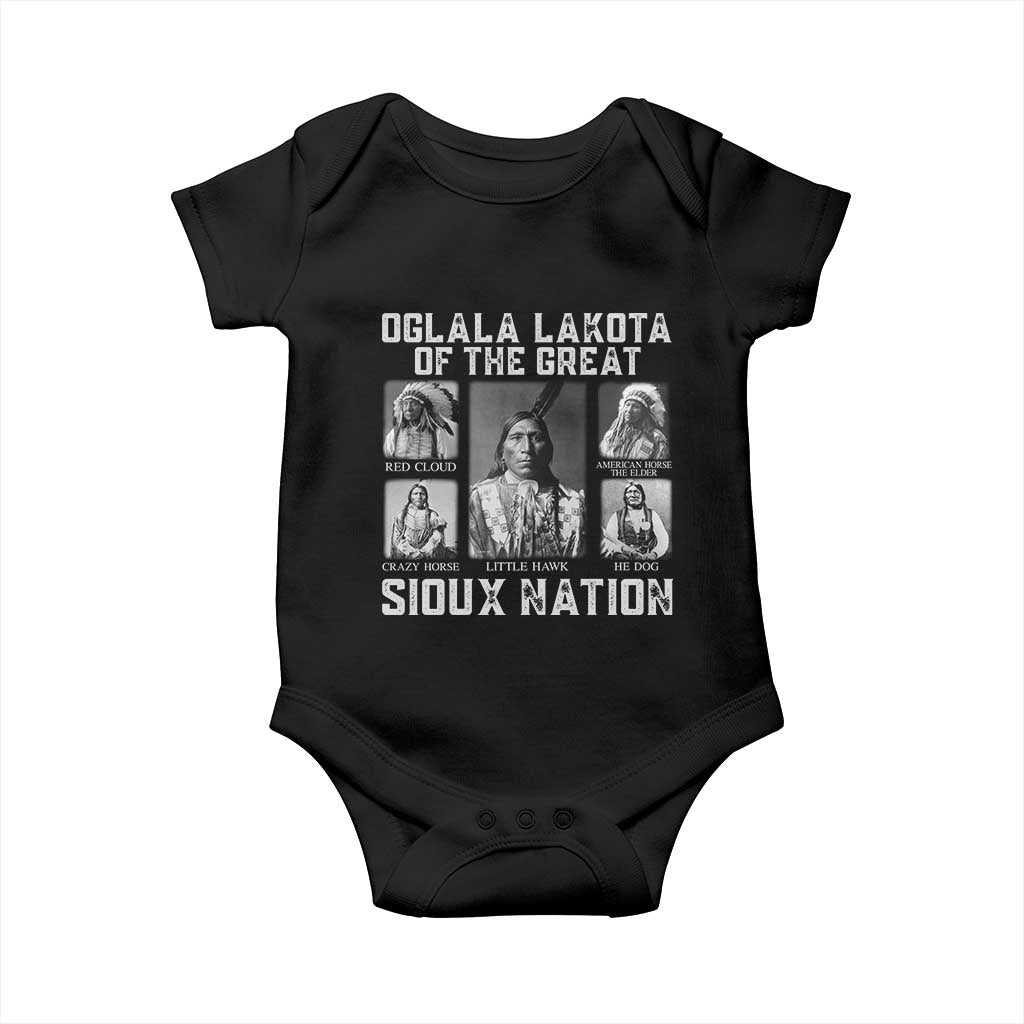 Oglala Lakota Of The Great Sioux Nation Baby Onesie Native American Chiefs TS11 Black Print Your Wear