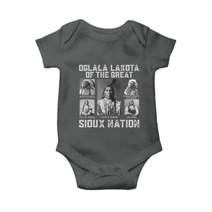 Oglala Lakota Of The Great Sioux Nation Baby Onesie Native American Chiefs TS11 Dark Heather Print Your Wear