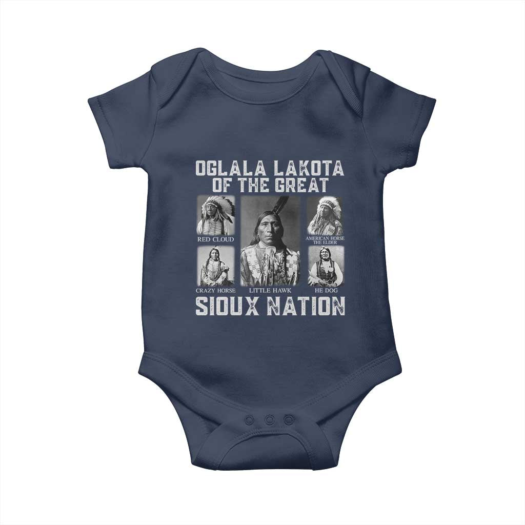 Oglala Lakota Of The Great Sioux Nation Baby Onesie Native American Chiefs TS11 Navy Print Your Wear