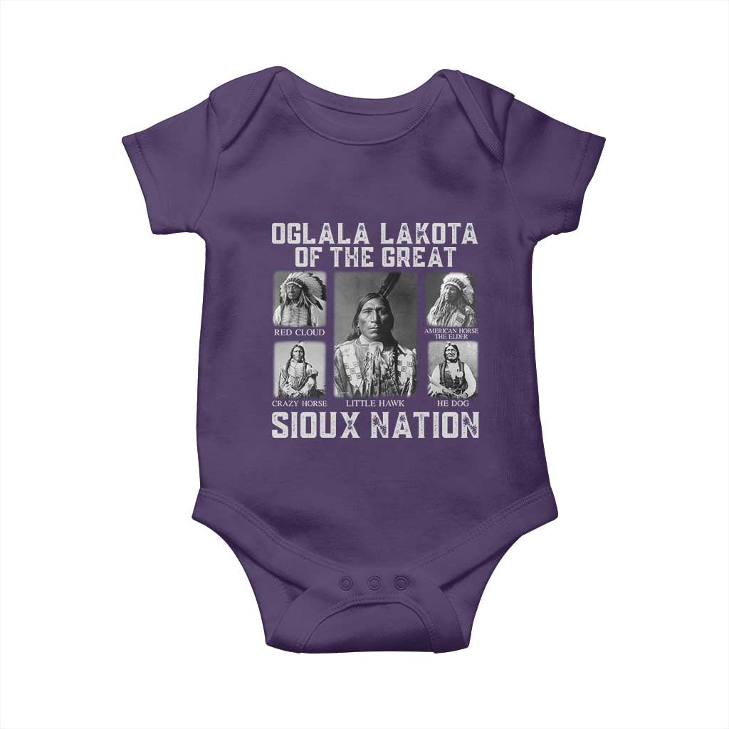 Oglala Lakota Of The Great Sioux Nation Baby Onesie Native American Chiefs TS11 Purple Print Your Wear