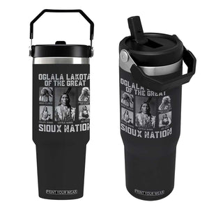 Oglala Lakota Of The Great Sioux Nation Flip Straw Tumbler Native American Chiefs TS11 One Size: 30 oz Black Print Your Wear