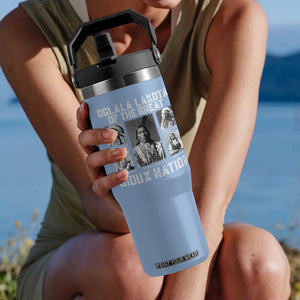 Oglala Lakota Of The Great Sioux Nation Flip Straw Tumbler Native American Chiefs TS11 One Size: 30 oz Light Blue Print Your Wear