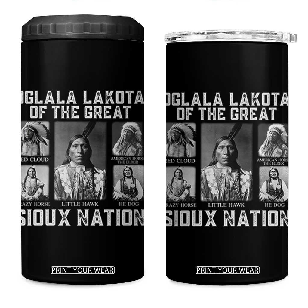 Oglala Lakota Of The Great Sioux Nation 4 in 1 Can Cooler Tumbler Native American Chiefs TS11 One Size: 16 oz Black Print Your Wear