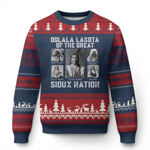 Oglala Lakota Of The Great Sioux Nation Ugly Christmas Sweater Native American Chiefs - Print Your Wear