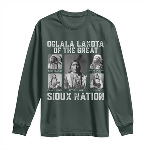 Oglala Lakota Of The Great Sioux Nation Long Sleeve Shirt Native American Chiefs TS11 Dark Forest Green Print Your Wear