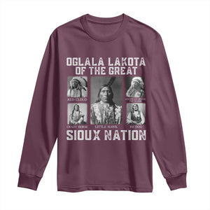 Oglala Lakota Of The Great Sioux Nation Long Sleeve Shirt Native American Chiefs TS11 Maroon Print Your Wear