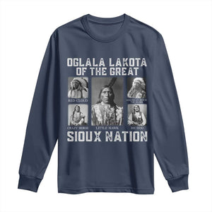 Oglala Lakota Of The Great Sioux Nation Long Sleeve Shirt Native American Chiefs TS11 Navy Print Your Wear