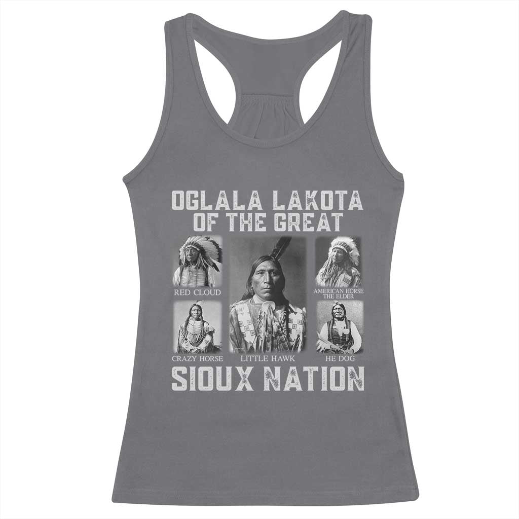 Oglala Lakota Of The Great Sioux Nation Racerback Tank Top Native American Chiefs TS11 Charcoal Print Your Wear