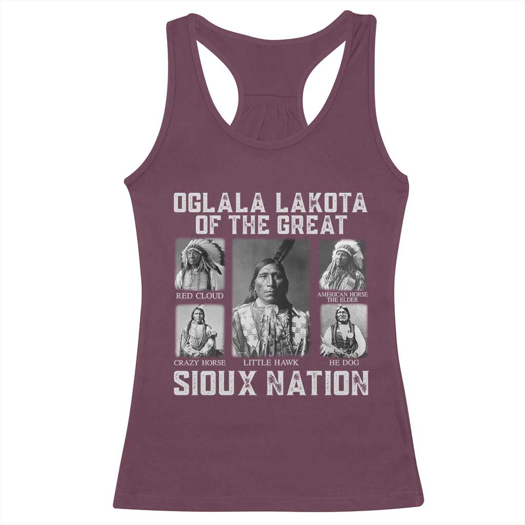 Oglala Lakota Of The Great Sioux Nation Racerback Tank Top Native American Chiefs TS11 Maroon Print Your Wear