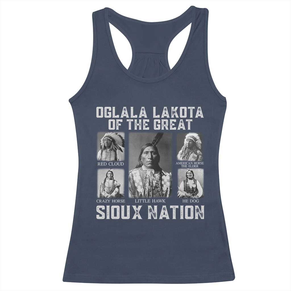 Oglala Lakota Of The Great Sioux Nation Racerback Tank Top Native American Chiefs TS11 Navy Print Your Wear
