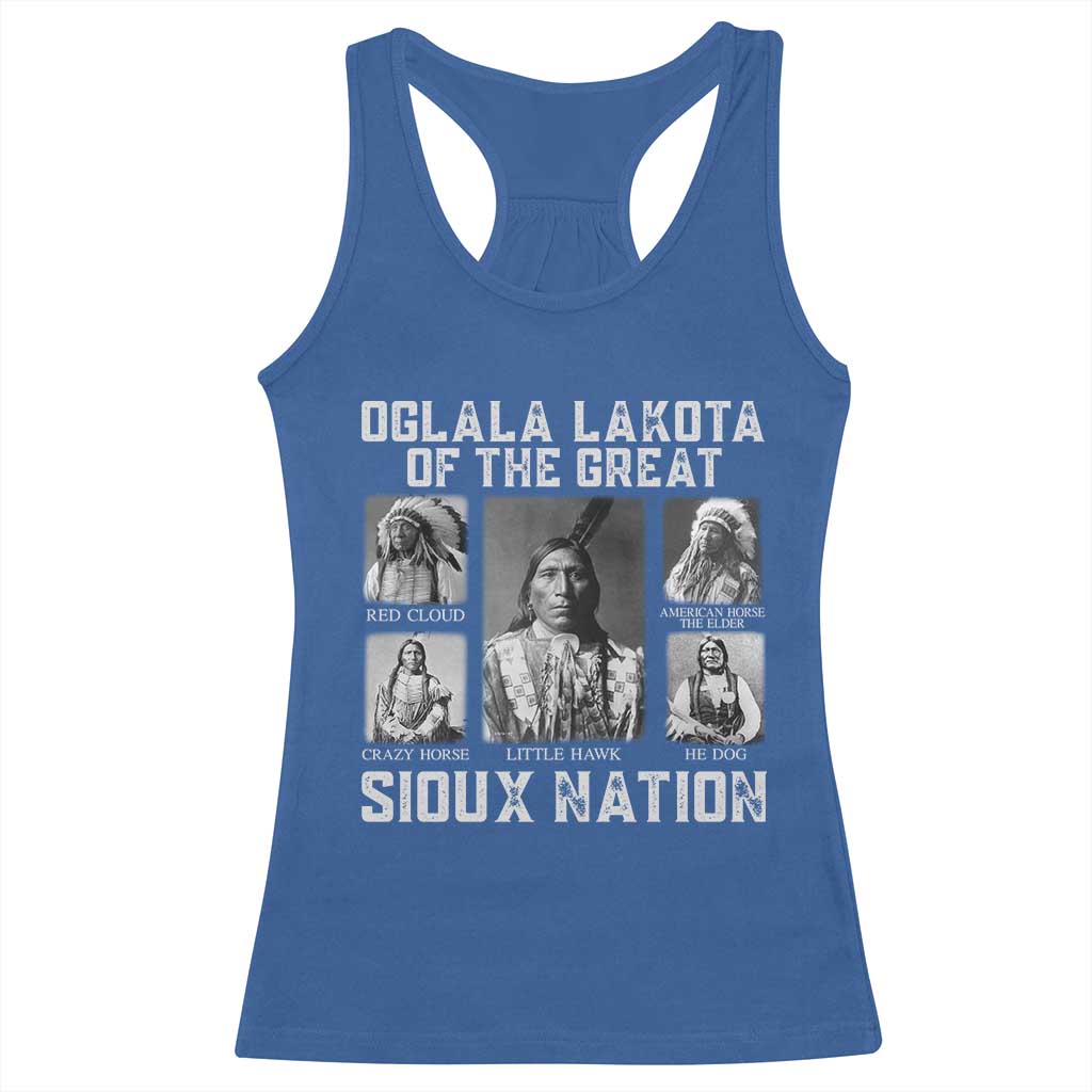 Oglala Lakota Of The Great Sioux Nation Racerback Tank Top Native American Chiefs TS11 Royal Blue Print Your Wear