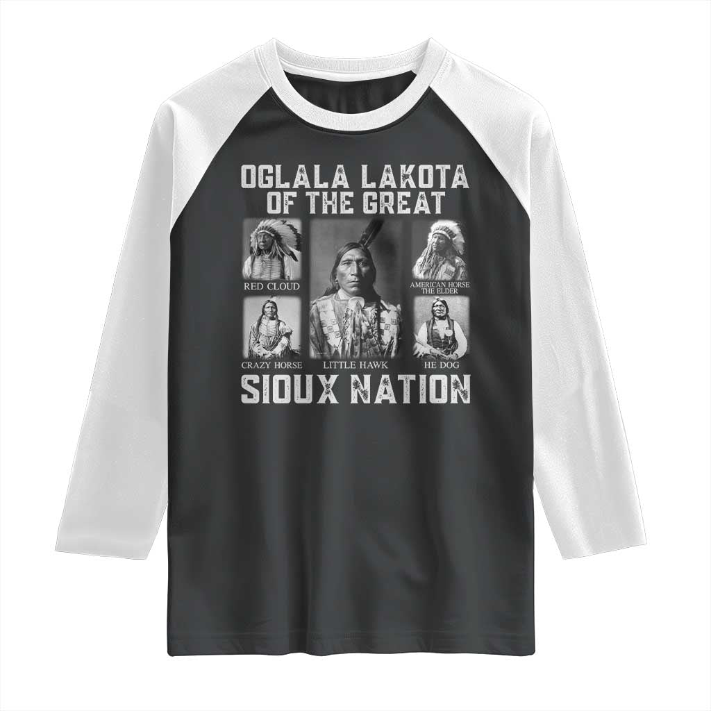 Oglala Lakota Of The Great Sioux Nation Raglan Shirt Native American Chiefs TS11 Black White Print Your Wear