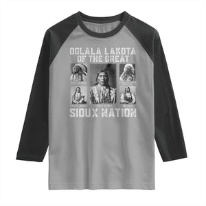 Oglala Lakota Of The Great Sioux Nation Raglan Shirt Native American Chiefs TS11 Sport Gray Black Print Your Wear