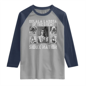 Oglala Lakota Of The Great Sioux Nation Raglan Shirt Native American Chiefs TS11 Sport Gray Navy Print Your Wear