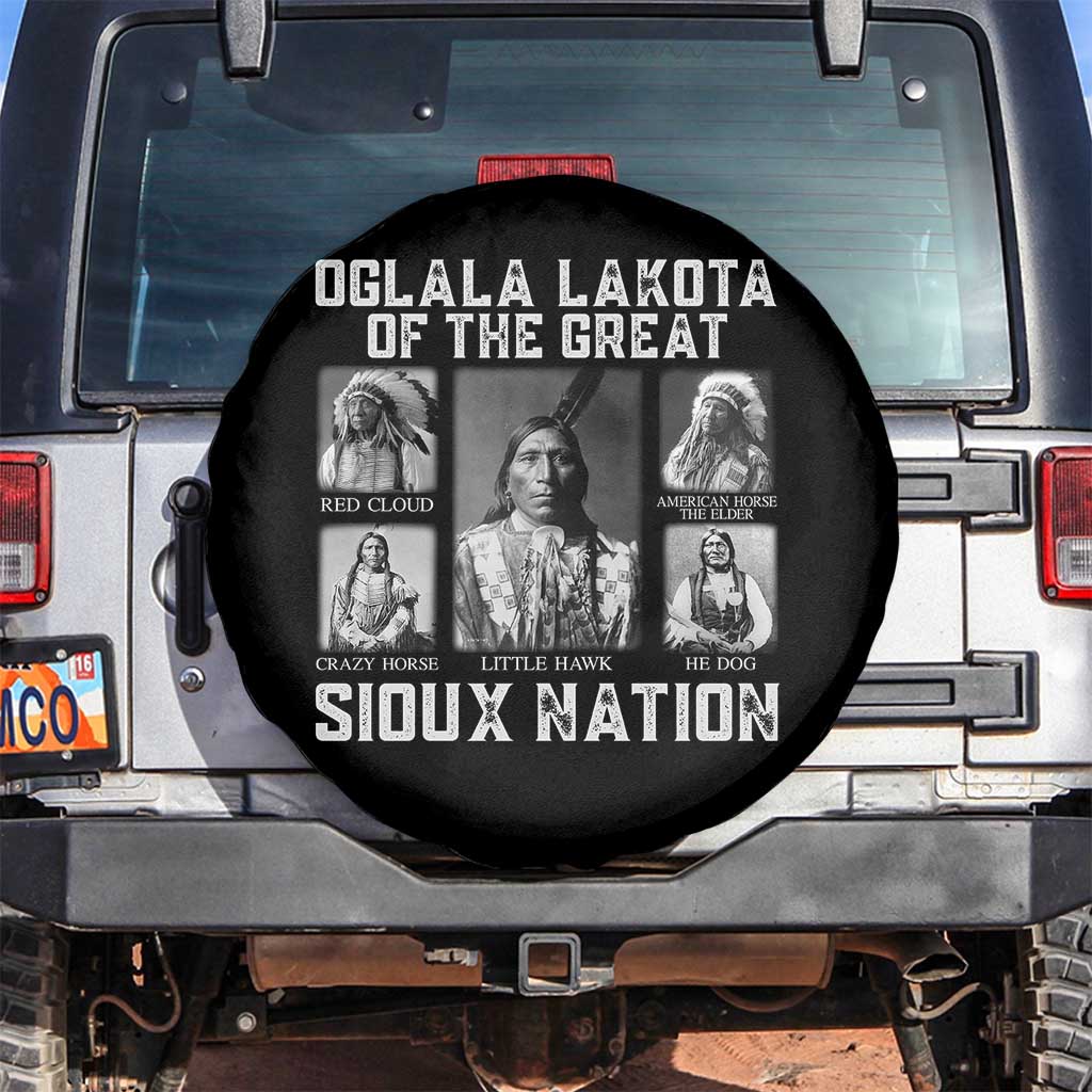 Oglala Lakota Of The Great Sioux Nation Spare Tire Cover Native American Chiefs TS11 No hole Black Print Your Wear