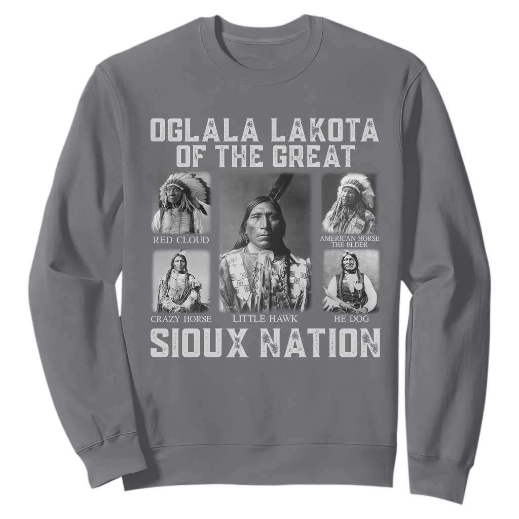 Oglala Lakota Of The Great Sioux Nation Sweatshirt Native American Chiefs TS11 Charcoal Print Your Wear
