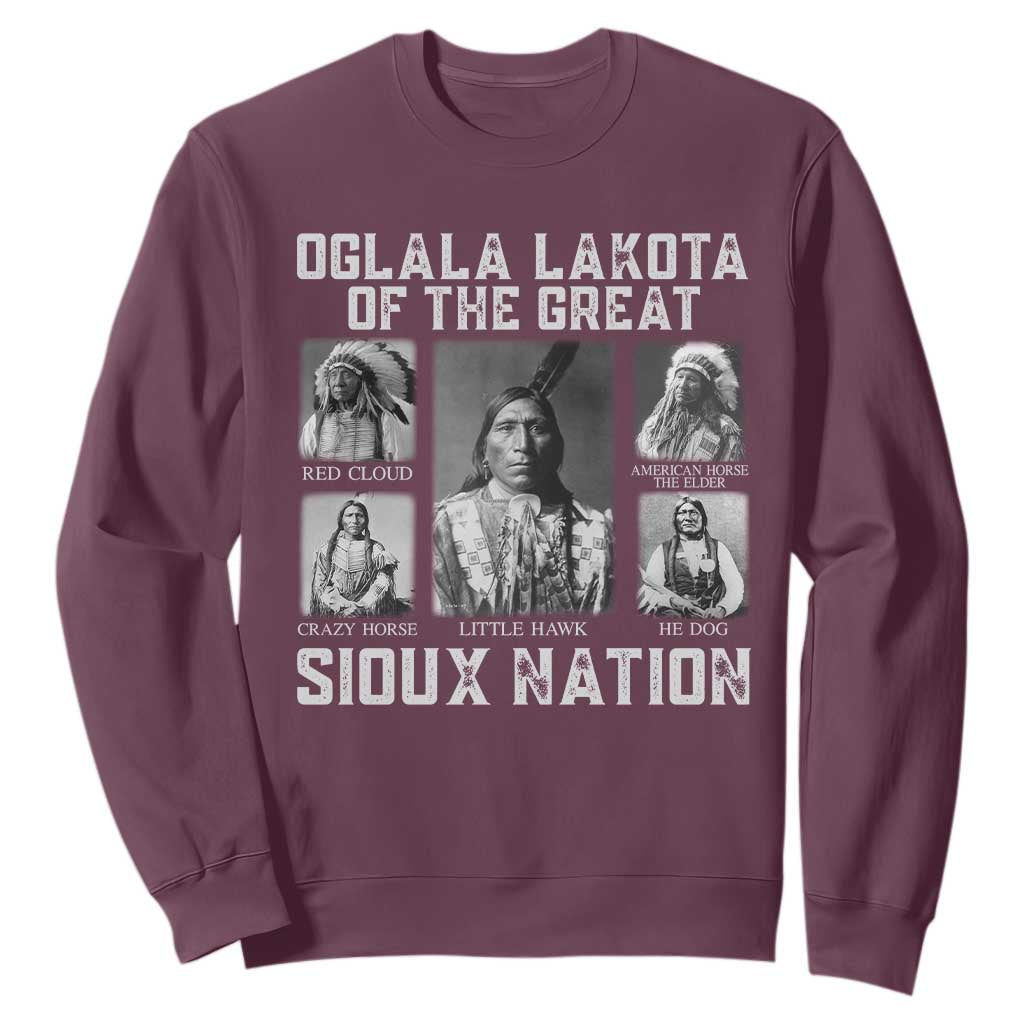 Oglala Lakota Of The Great Sioux Nation Sweatshirt Native American Chiefs TS11 Maroon Print Your Wear