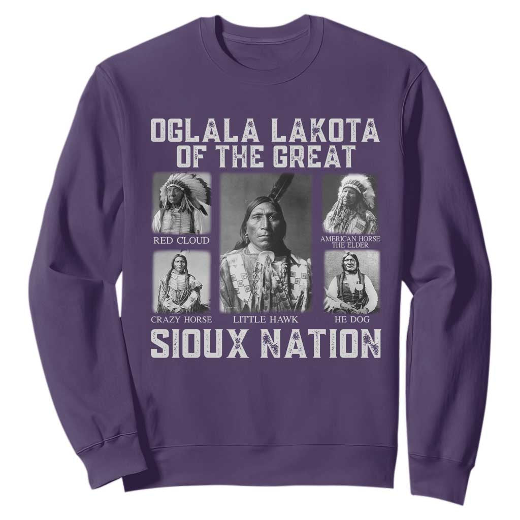 Oglala Lakota Of The Great Sioux Nation Sweatshirt Native American Chiefs TS11 Purple Print Your Wear
