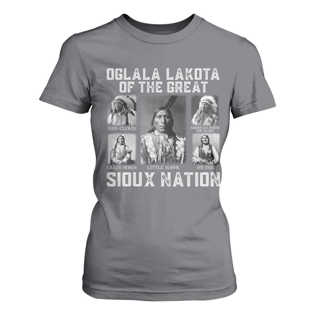 Oglala Lakota Of The Great Sioux Nation T Shirt For Women Native American Chiefs TS11 Charcoal Print Your Wear