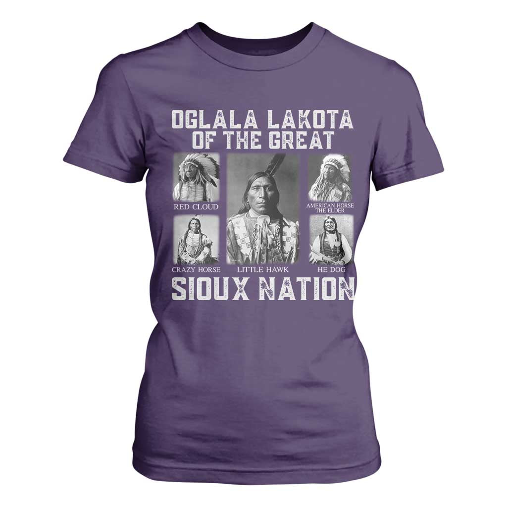 Oglala Lakota Of The Great Sioux Nation T Shirt For Women Native American Chiefs TS11 Purple Print Your Wear