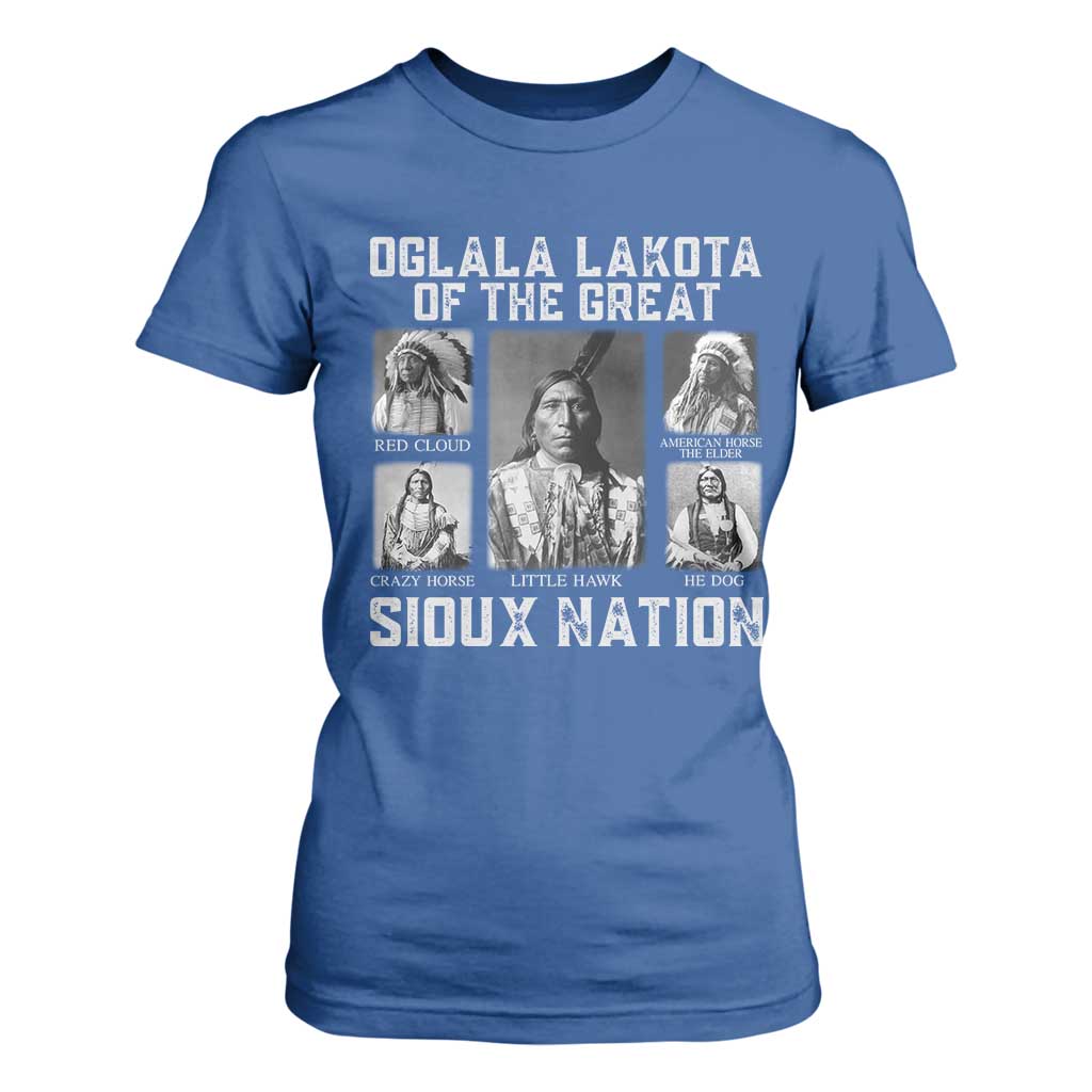 Oglala Lakota Of The Great Sioux Nation T Shirt For Women Native American Chiefs TS11 Royal Blue Print Your Wear